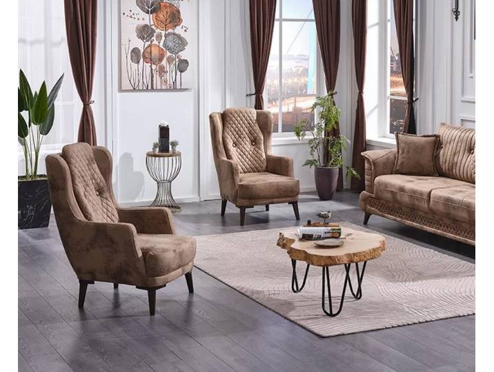Xlmoebel Ohrensessel Luxuriöse Textil-Wohnzimmersessel im eleganten Design (2-St., 2x Sessel), Hergestellt in Europa