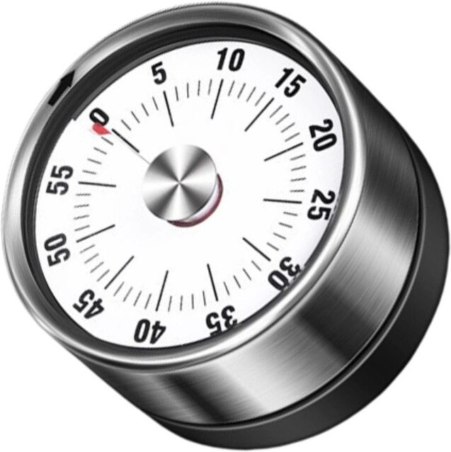 INF Mechanischer Küchentimer - 304 Edelstahl, magnetischer Dreh-Countdown mit klarer Skala