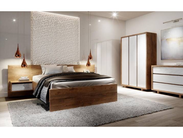 JVmoebel Schlafzimmer-Set Elegantes Schlafzimmer Set in strahlend weiß mit Stauraumlösungen, Made in Europa