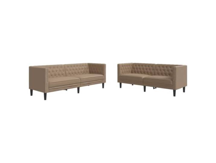 Makastle 2er Set Chesterfield Sofa Couch Cappuccino Kunstleder