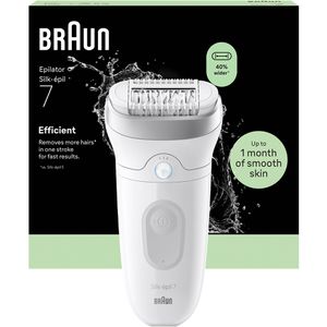Braun Epilierer Silk-epil 7, SE7-000, mit 1 Aufsatz, weiß/silber