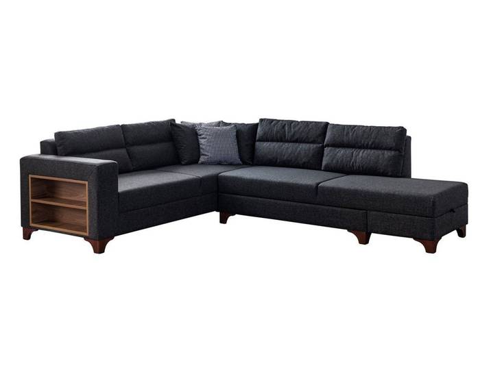 Skye Decor Ecksofa, Modernes Design mit Schlaffunktion, Leinenstruktur, 8 Kissen
