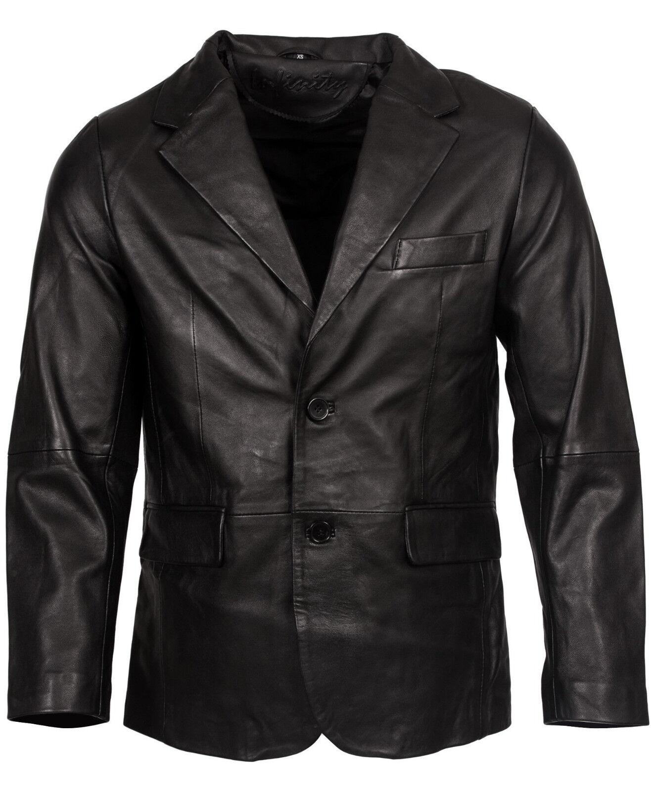 Blazer van zacht lamsleer met 2 knopen