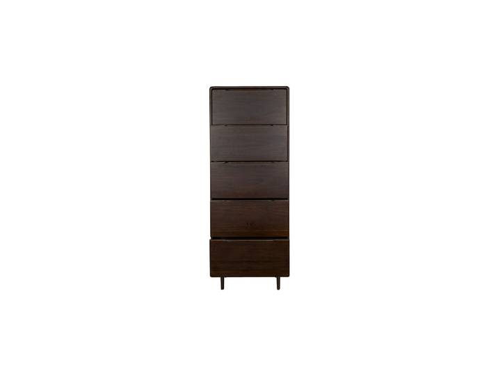 Chiffonnier 5 tiroirs en placage acacia brun Elroy