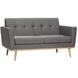 Hübsch dunkelgraues Sofa mit Holz-Beinen - Eiche massiv - 145x77cm