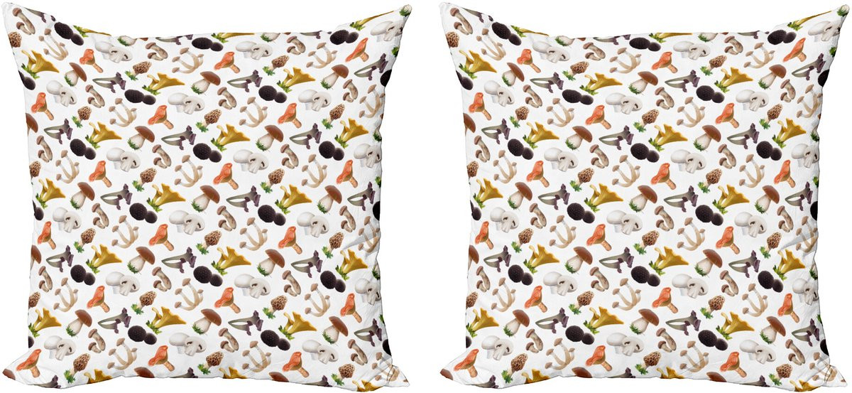 ABAKUHAUS Pilz Sierkussenhoezen Set van 2, Meerkleurig, 60 x 60 cm