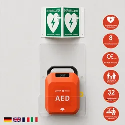HeartSave Y mit LED-Grafik, Acrylwandhalterung & Winkelschild, DE/EN/FR/IT
