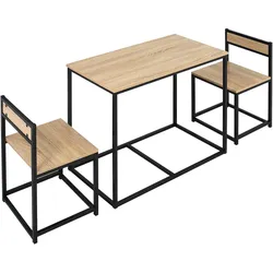 OKWISH Esstisch Set 76x90x47 Industrial Metallgestell 2 Stühle Kompakt Essgruppe Eiche Küche Wohnzimmer Stilvoll Platzsparend