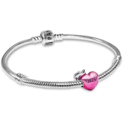 Pandora 28506 Damenarmband Starter-Set Pinkfarbener 2025 Abschluss Herz-Charm, 20 cm