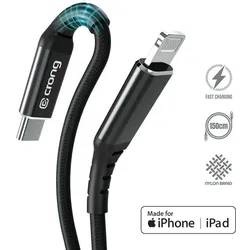 Crong Armor Link - USB-C Kabel Lightning Fast Charging MFi 150 cm (schwarz)