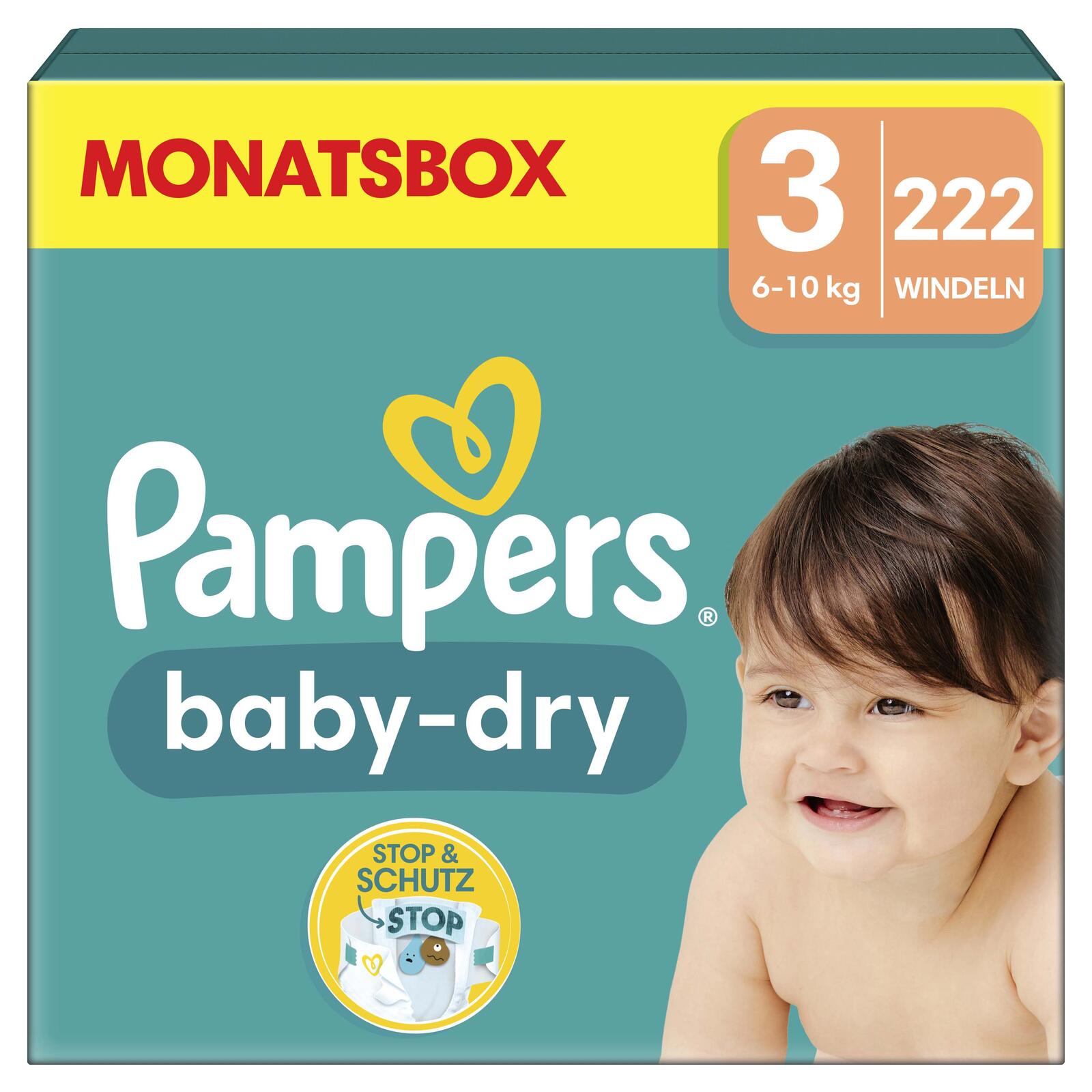 Pampers® Windeln Baby Dry Größe 3 222ST für Babys und Kleinkinder (4-18 Monate) 8006540785003