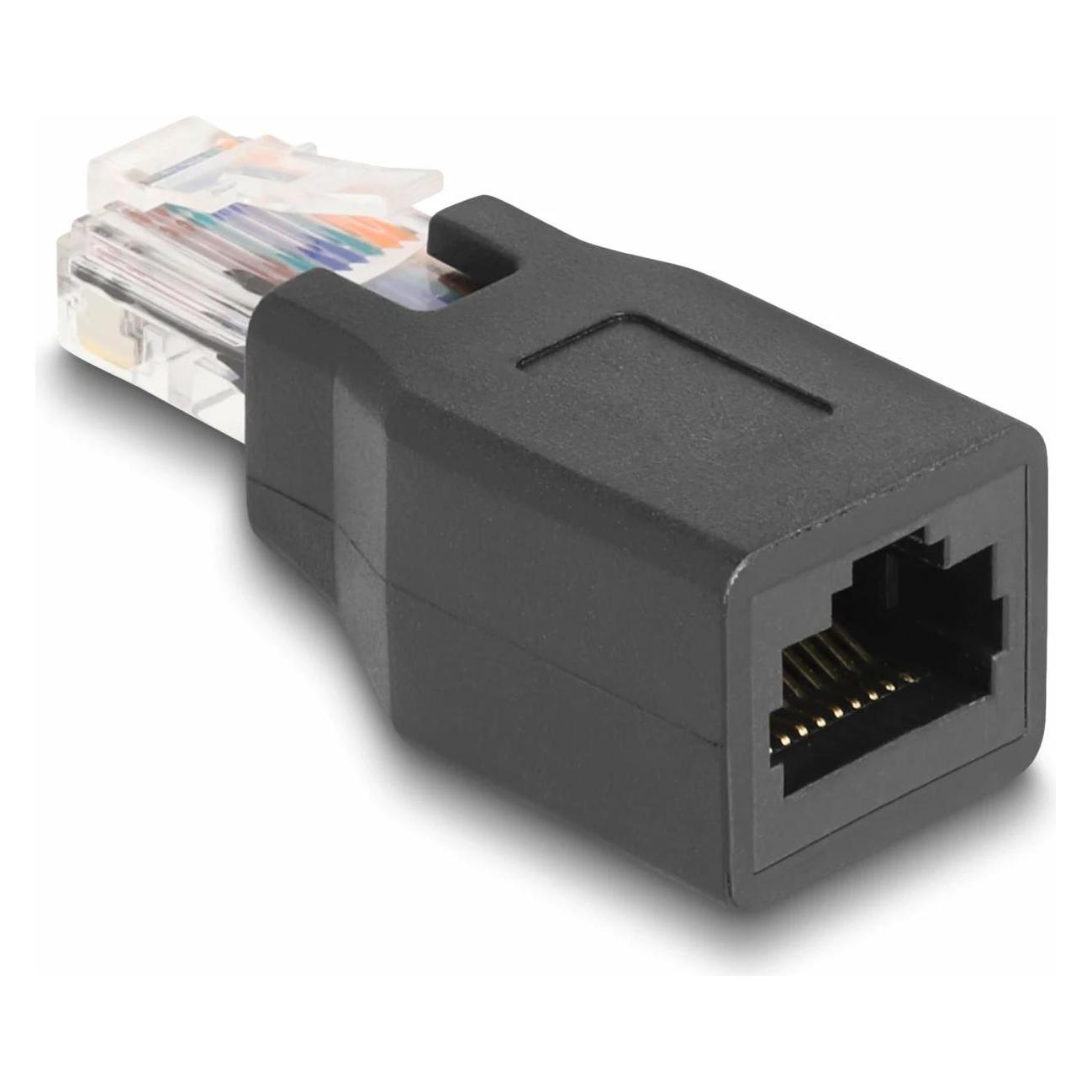 Delock Netzwerkadapter RJ45/RJ48/RJ50 Stecker zu Buchse 10P/10C Belegung 1:1 schwarz (66991)