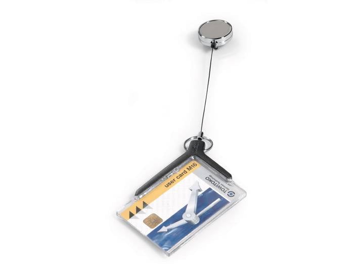 DURABLE Porte-Badge d'accès de sécurité DE LUXE Transparent avec enrouleur - Pour 1 carte 54 x 87 mm - Boîte de 10