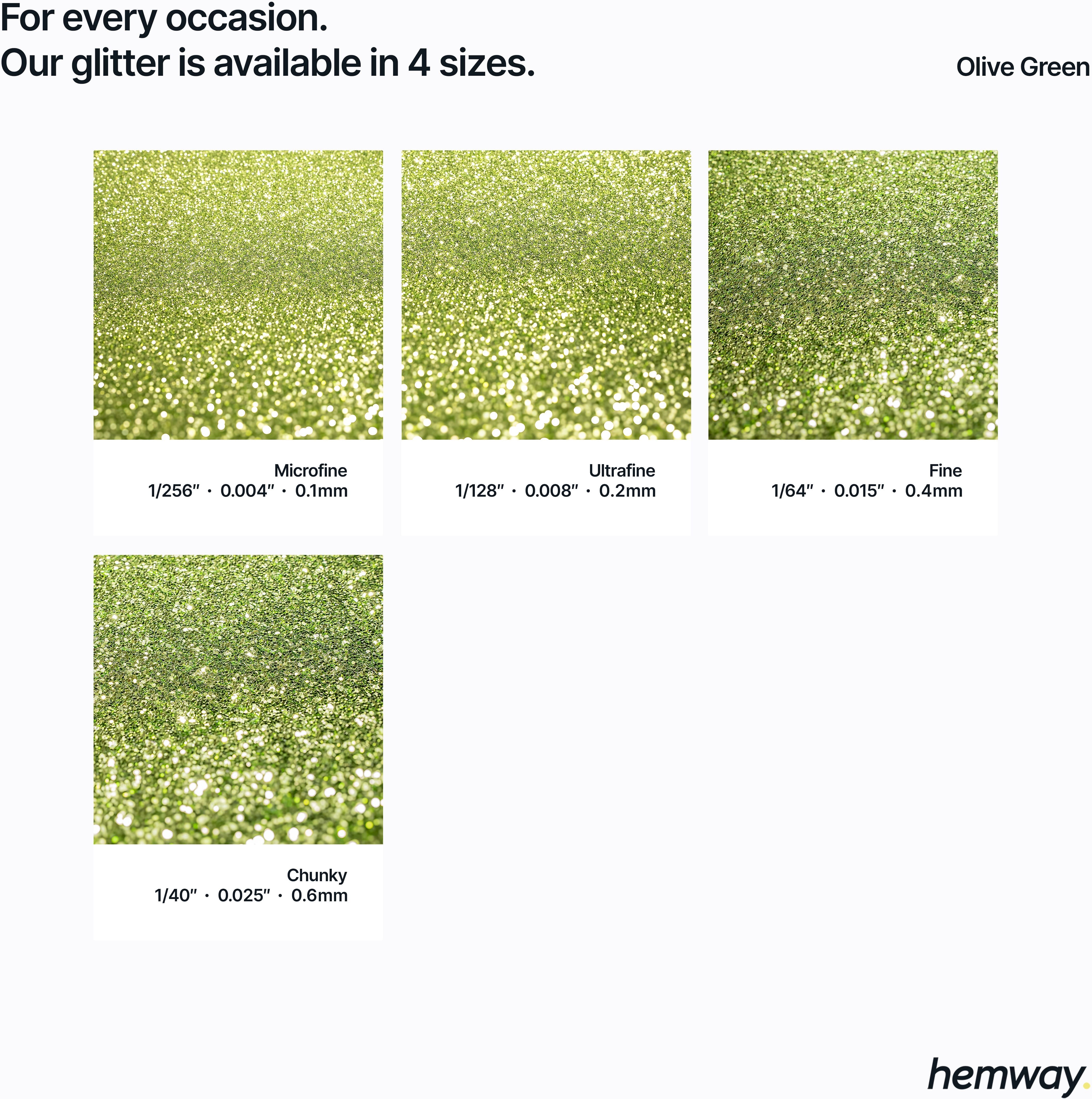 Hemway Glitter For Tile Grout 100g / 3.5oz   Olive Green   Waterproof   Fade Resistant - Olive Green - Ultrafine 100g