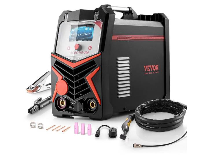 Poste à souder TIG VEVOR\, 200 A Poste à souder aluminium 6 en 1 (affichage LED) - AC TIG/DC TIG/AC Pulse TIG/DC Pulse TIG/Spot TIG/MMA (Stick)