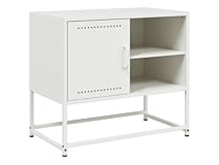 Helloshop26 Meuble TV multimédia étagère télévision Buffet téléviseur Salle à Manger Salon Chambre 68 x 39 x 60,5 cm Acier Blanc 02_0026162