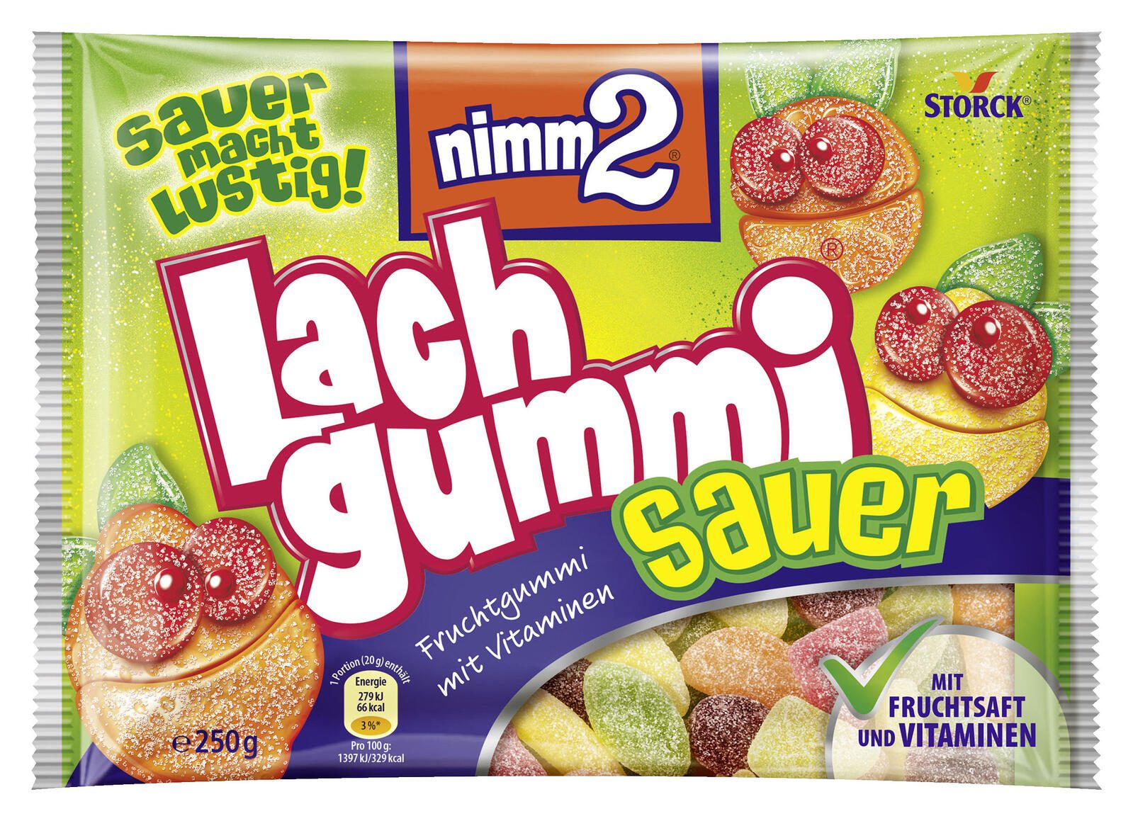 nimm2® Lachgummi Sauer Fruchtgummi 250,0 g 387568