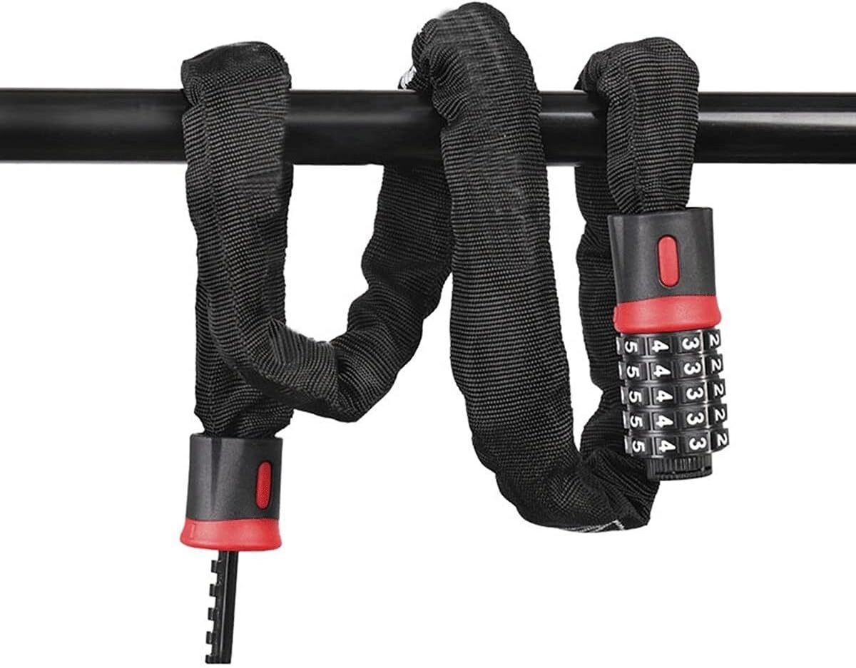 INF Antivol chaîne à combinaison – boîtier ABS avec chaîne en acier spéciale et nylon, mécanisme à combinaison mécanique sans Noir rouge