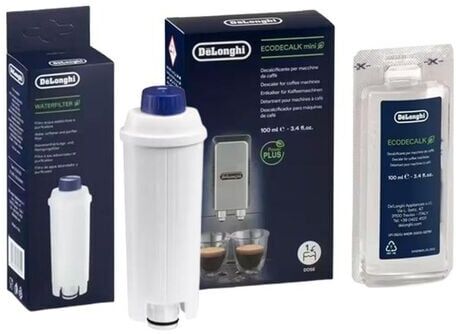 delonghi Pack Entretien - De'Longhi - Cartouche Filtrante Dlsc002 + Détartrant Dlsc101 Pour Machines À Grains  - MaxiCoffee