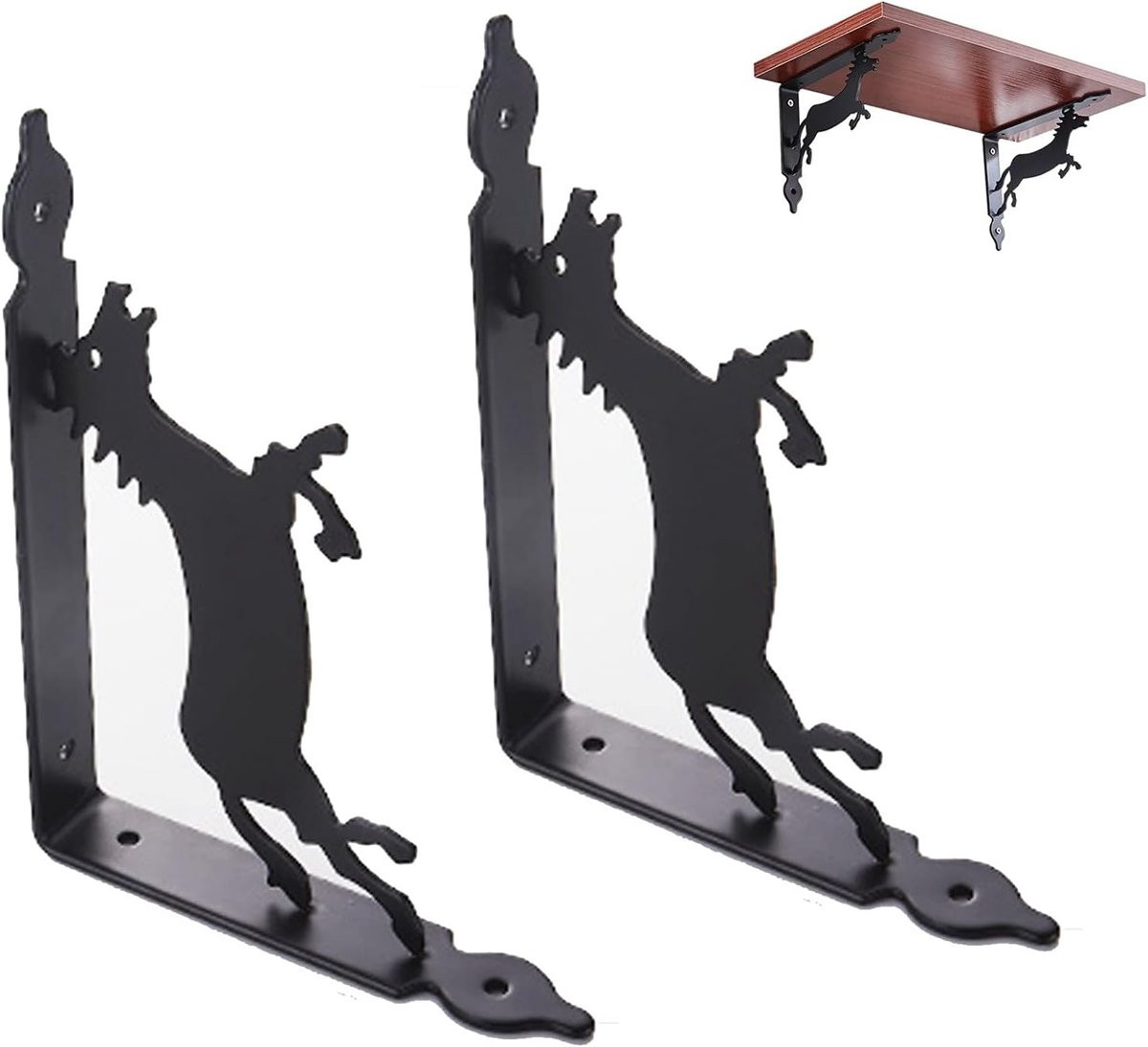 Haakse Plankbeugels - Driehoekige Heavy Duty Metalen Steunen - Zwart - 19 x 14 cm
