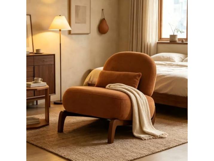 Samt Loungesessel für Wohnzimmer, Armlehnenlos, Weich Gepolstert Lesesessel