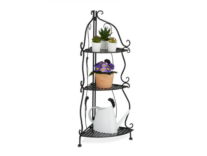 Relaxdays Plantenrek hoek met 3 etages zwart
