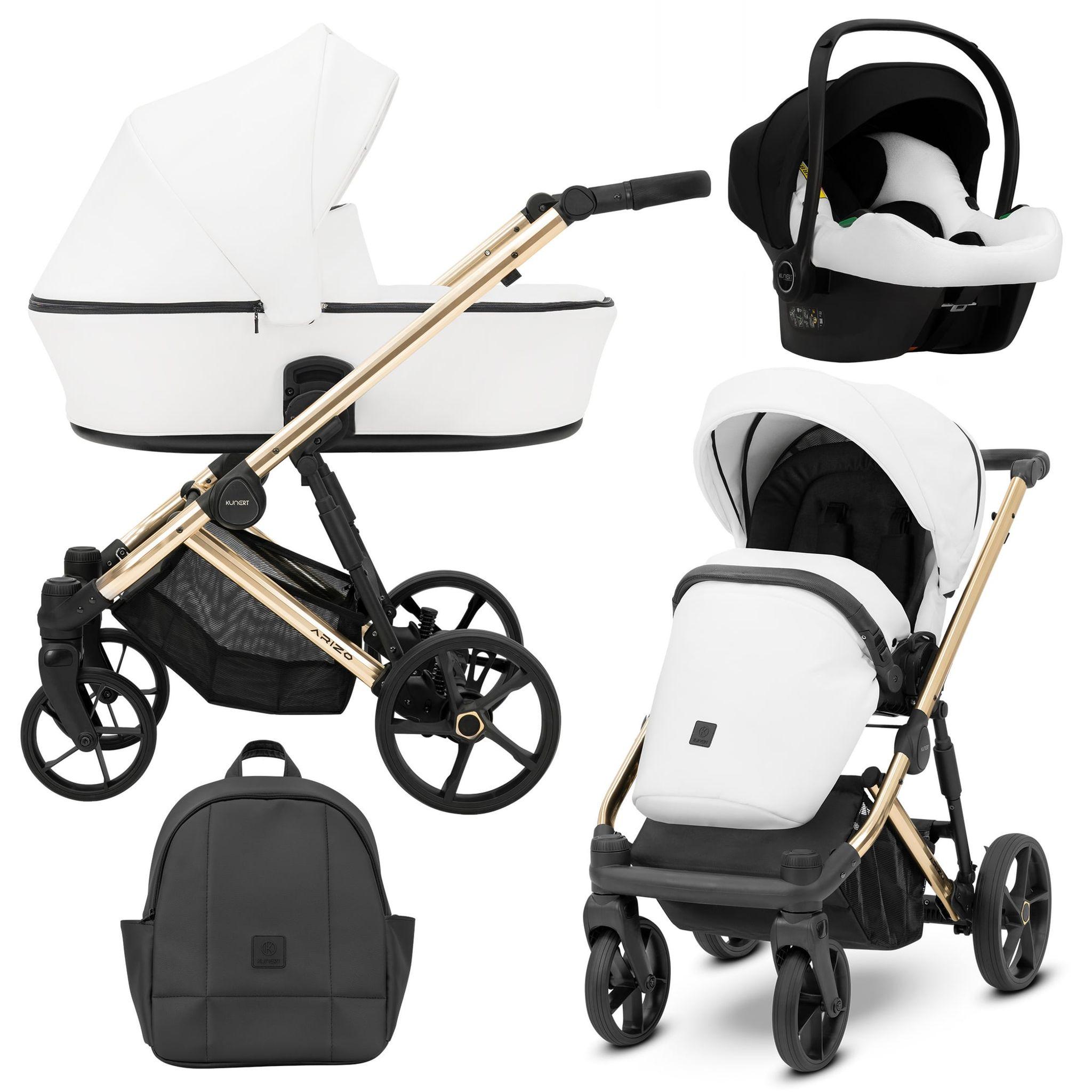 Kinderwagen Kunert Arizo Premium 3in1 - goldene Rahmenfarbe - Farbe: Weiß Eco