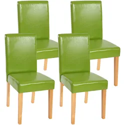 4er-Set Esszimmerstuhl Stuhl Küchenstuhl Littau ~ Kunstleder, grün, helle Beine
