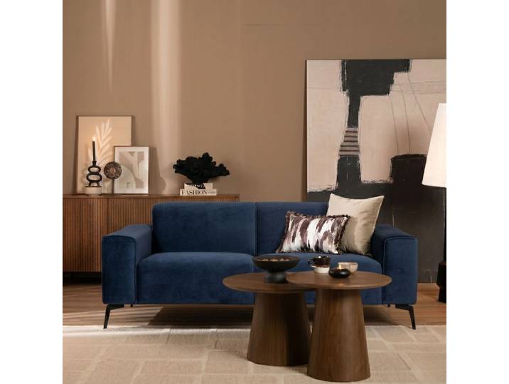 Bronx71 Samt Sofa Vegas 2,5-Sitzer dunkelblau