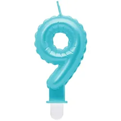 Godan Kerze Zahl 9 hellblau "Folienballon"