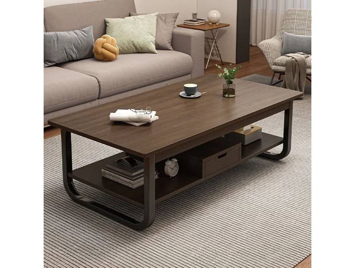 Table basse minimaliste moderne, petit appartement, salon, canapé, balcon voisin, table à thé, chambre de location, table à thé rectangulaire