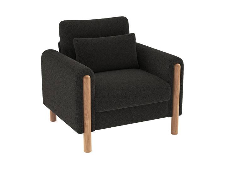 ComfortXL Sessel De-33205 mit dickem Teddy-Polster Grau, Dunkelgrau, 87x88.5x83 cm, Wohnzimmer, Sessel, Polstersessel
