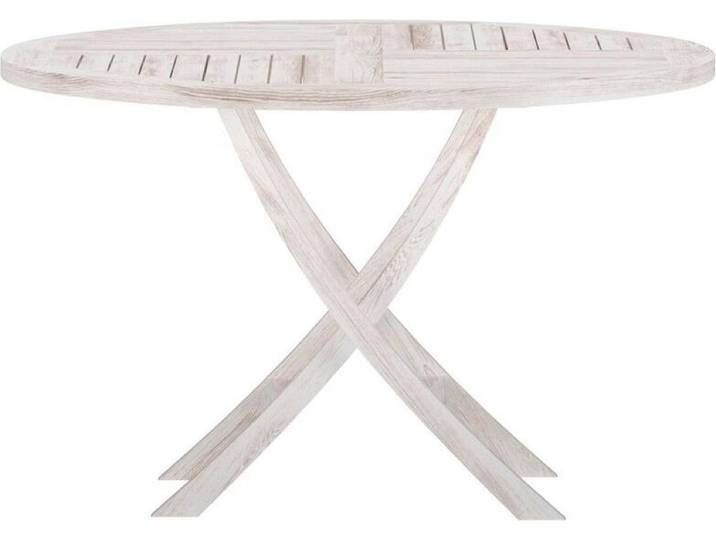 Kenya table de jardin Ø120cm whitewash.