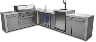 Mont Alpi MAi805-D90KEGBEV 6-Burner 90° Corner Deluxe Stainless Steel Modular Outdoor Kitchen Grill + Refrigerator + Kegerator