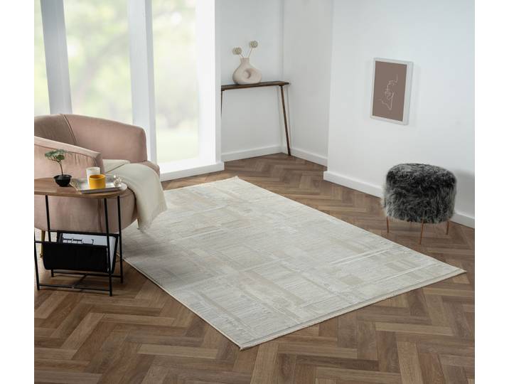 Teppich My Favorite , beige (creme, hellgrau, weiß), B:160cm H:10mm L:230cm, Polyester, MYFLAIR MÖBEL & ACCESSOIRES, Teppiche, Teppich, Kurzflor, modernes Design, besonders weich, auch in rund erhältlich