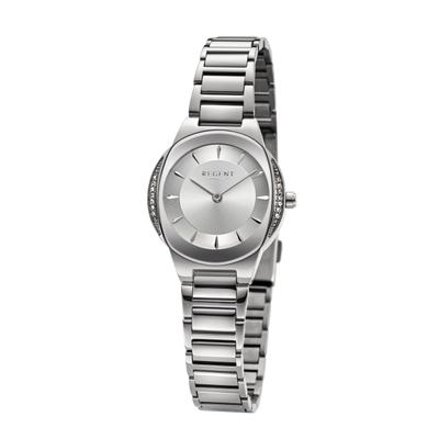 Quarzuhr REGENT "F1490 - 32674591", silber (silberfarben, silberfarben), Armbanduhren, Damen, silberfarben, Quarzuhr, Armbanduhr, Damenuhr, Edelstahlarmband, analog, Glassteine
