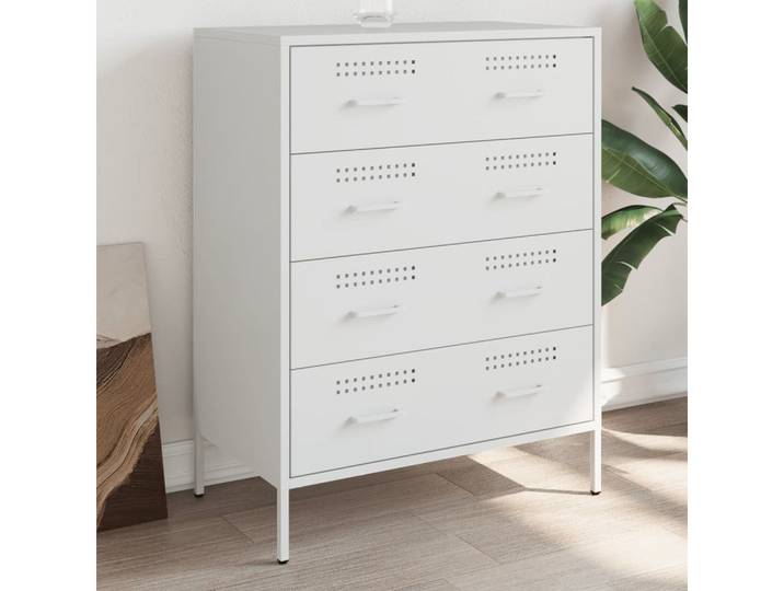 vidaXL Sideboard vidaXL Sideboard Weiß 68x39x89 cm Stahl