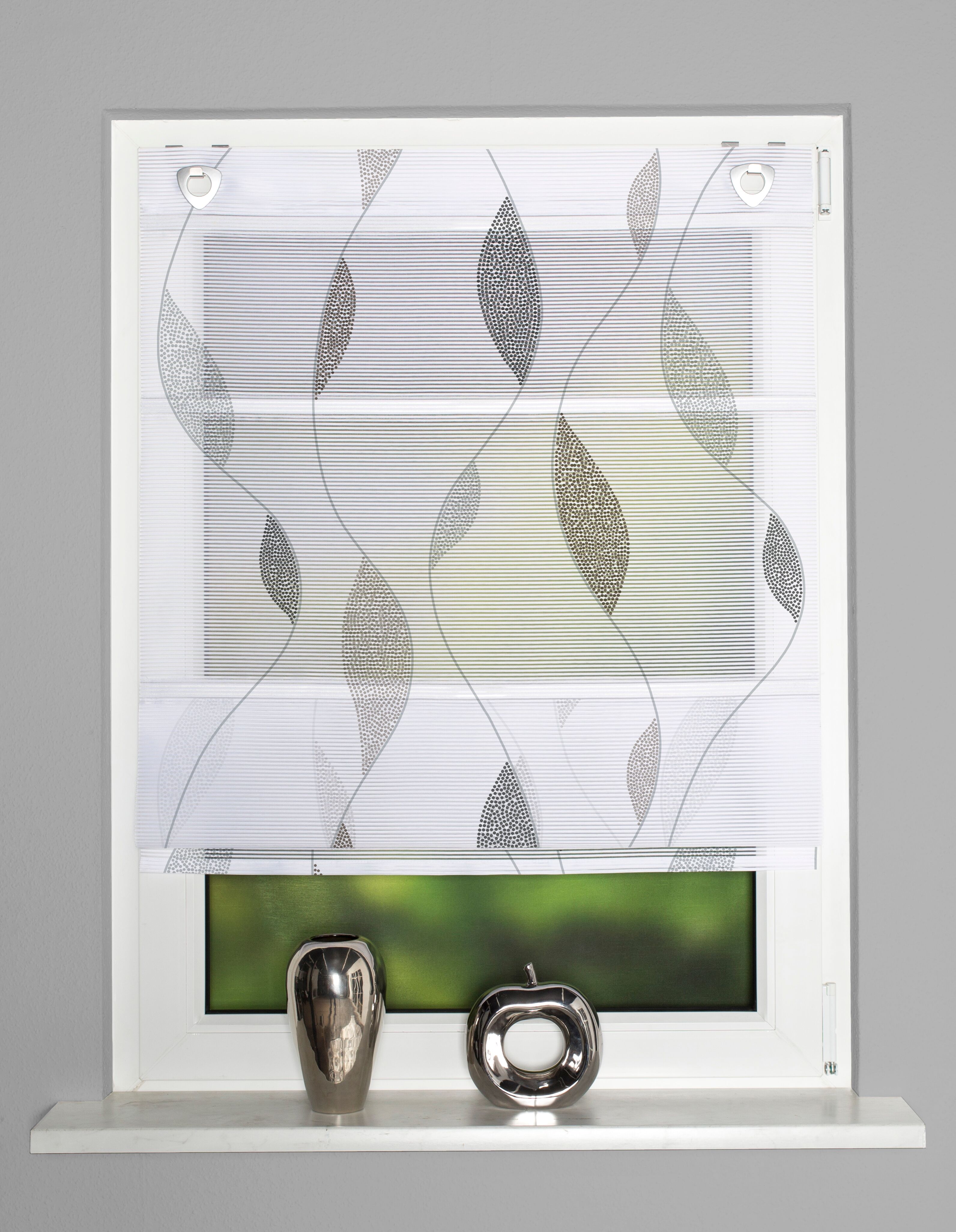 Magnetrollo HOME WOHNIDEEN "PAOLO", weiss (stein), B:60cm H:130cm, Obermaterial: 100% Polyester, Raffrollos, Magnetrollo, digital bedruckt stein 130cm, Hakenaufhängung, 60cm