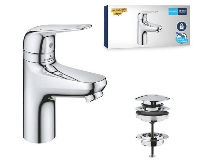 Mitigeur monocommande - GROHE - 24319001 - Lavabo Swift - Sécurité enfant - Taille S