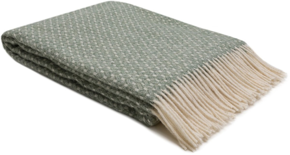 WOOOL Plaid Caledonia Lichtgroen 140 x 200 cm 100% Wol