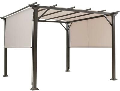 Costway 10 x 10 Feet Metal Frame Patio Furniture Shelter-Beige