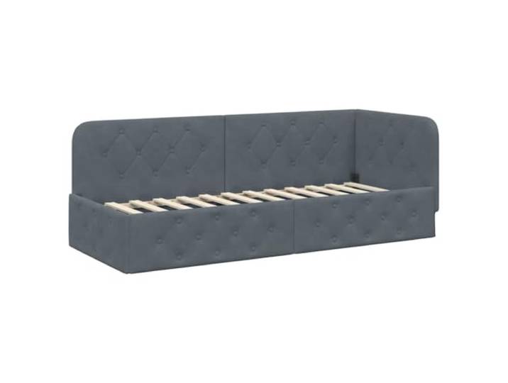 PUGYNBK Eckbettgestell Dunkelgrau, 80 x 200 cm Weicher Samt, wendbare Armlehne, umwandelbar, Sofa zu Bett, modern, minimalistisch