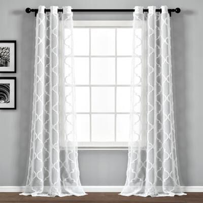 Lush Decor Avon Trellis Grommet Sheer Window Curtain Panel Pair