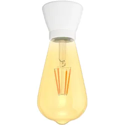 ledscom.de E27 Porzellan Lampen-Fassung MINZ, rund, weiß, inkl. E27 Lampe Retro gold 3,83W extra-warm-weiß 489lm