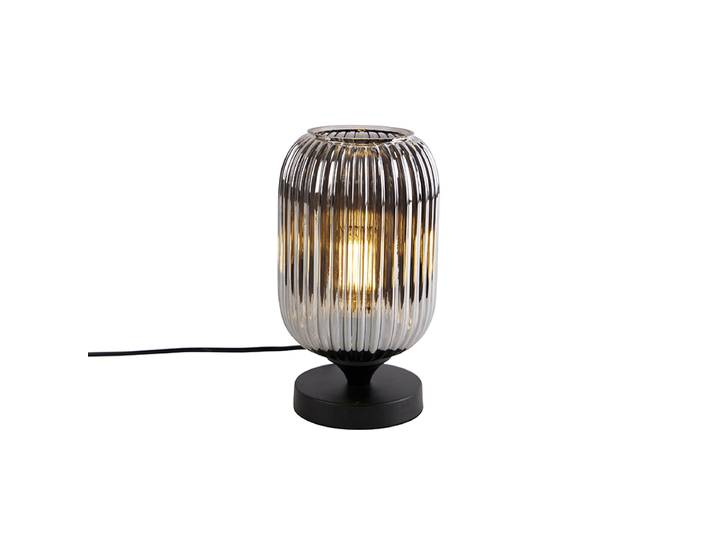 Lampe de table Art déco noire avec verre fumé - Banci