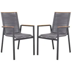 Mr. Deko 2er Set Dining Stapelsessel Alicante Rope Aluminium