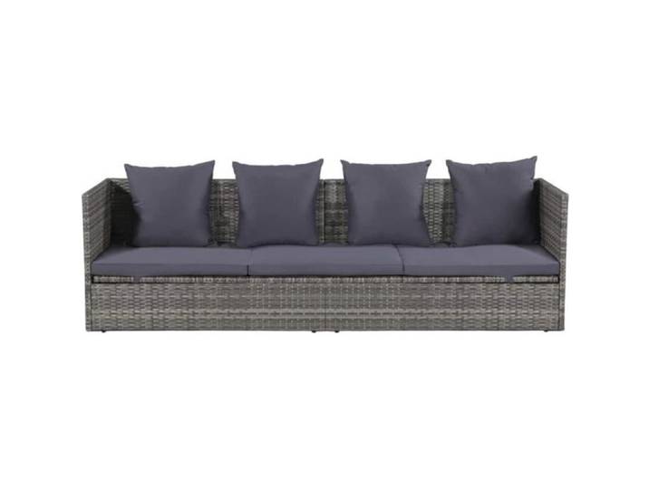 Canapé de jardin Lit de jardin-Mobilier d'extérieur Salon de Jardin Résine tressée Gris 200x60 cm -QUT