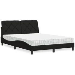 vidaXL Bett mit Matratze Schwarz 140x200 cm Stoff