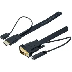 OEM Cable convertisseur HDMI/VGA + Audio - 1.8m (1.80 m), Videokabel, Schwarz