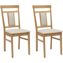 vidaXL Esszimmerstuhl 2 pcs Natürlich und hell Massives Gummiholz